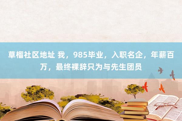 草榴社区地址 我，985毕业，入职名企，年薪百万，最终裸辞只为与先生团员