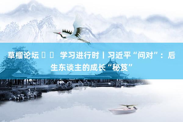 草榴论坛 		 学习进行时丨习近平“问对”：后生东谈主的成长“秘笈”