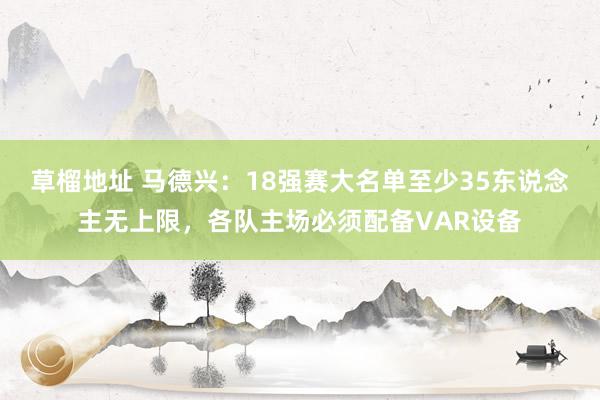 草榴地址 马德兴：18强赛大名单至少35东说念主无上限，各队主场必须配备VAR设备