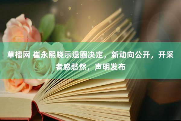 草榴网 崔永熙晓示退圈决定，新动向公开，开采者感愁然，声明发布