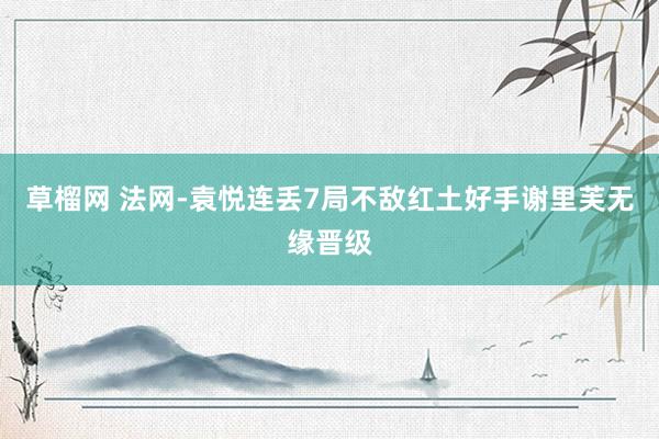 草榴网 法网-袁悦连丢7局不敌红土好手谢里芙无缘晋级