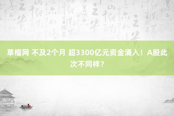 草榴网 不及2个月 超3300亿元资金涌入！A股此次不同样？