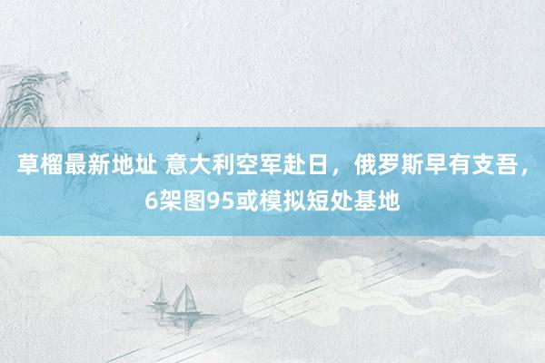 草榴最新地址 意大利空军赴日，俄罗斯早有支吾，6架图95或模拟短处基地