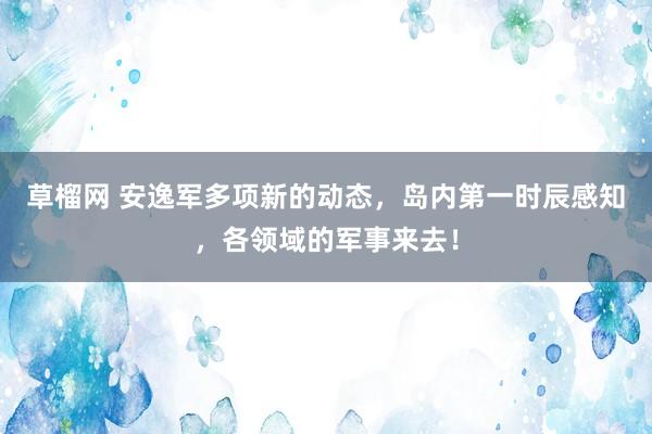 草榴网 安逸军多项新的动态，岛内第一时辰感知，各领域的军事来去！