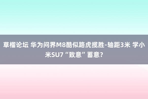 草榴论坛 华为问界M8酷似路虎揽胜-轴距3米 学小米SU7“致意”蓄意？