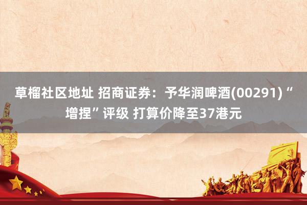 草榴社区地址 招商证券：予华润啤酒(00291)“增捏”评级 打算价降至37港元