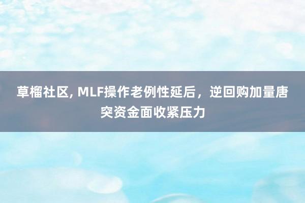 草榴社区, MLF操作老例性延后，逆回购加量唐突资金面收紧压力