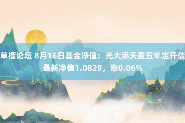 草榴论坛 8月16日基金净值：光大添天盈五年定开债最新净值1.0829，涨0.06%