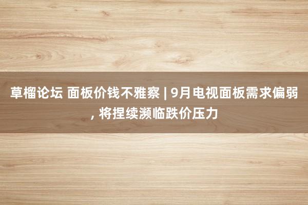 草榴论坛 面板价钱不雅察 | 9月电视面板需求偏弱， 将捏续濒临跌价压力