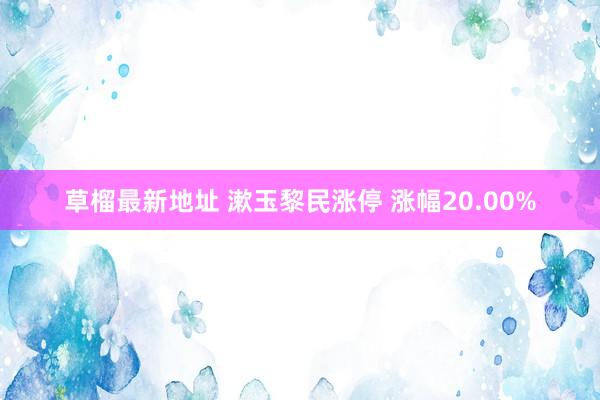 草榴最新地址 漱玉黎民涨停 涨幅20.00%