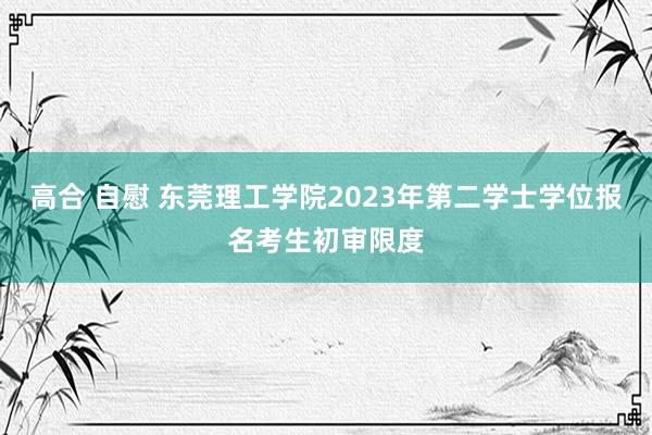 高合 自慰 东莞理工学院2023年第二学士学位报名考生初审限度