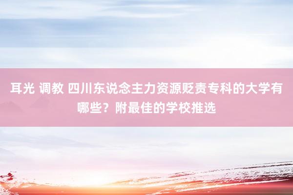 耳光 调教 四川东说念主力资源贬责专科的大学有哪些？附最佳的学校推选